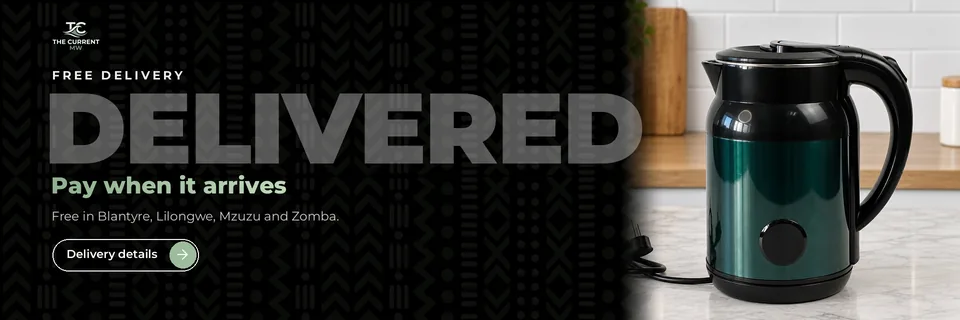Free delivery. Delivered. Pay when it arrives. Free in Blantyre, Lilongwe, Mzuzu and Zomba.