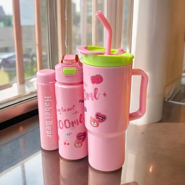 3-In-1 Habei Bear Water Bottle Set, chithunzi 2