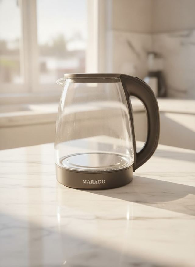 MARADO Modern Glass Electric Kettle - Brown