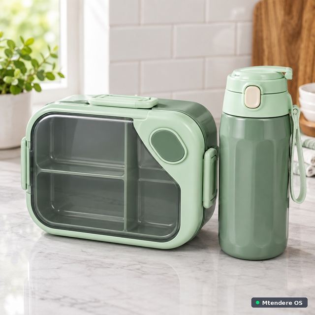 Mint Green Lunchbox and Drink Bottle